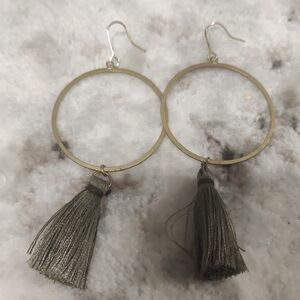 Elegant Gold Tassel Hoop Earrings